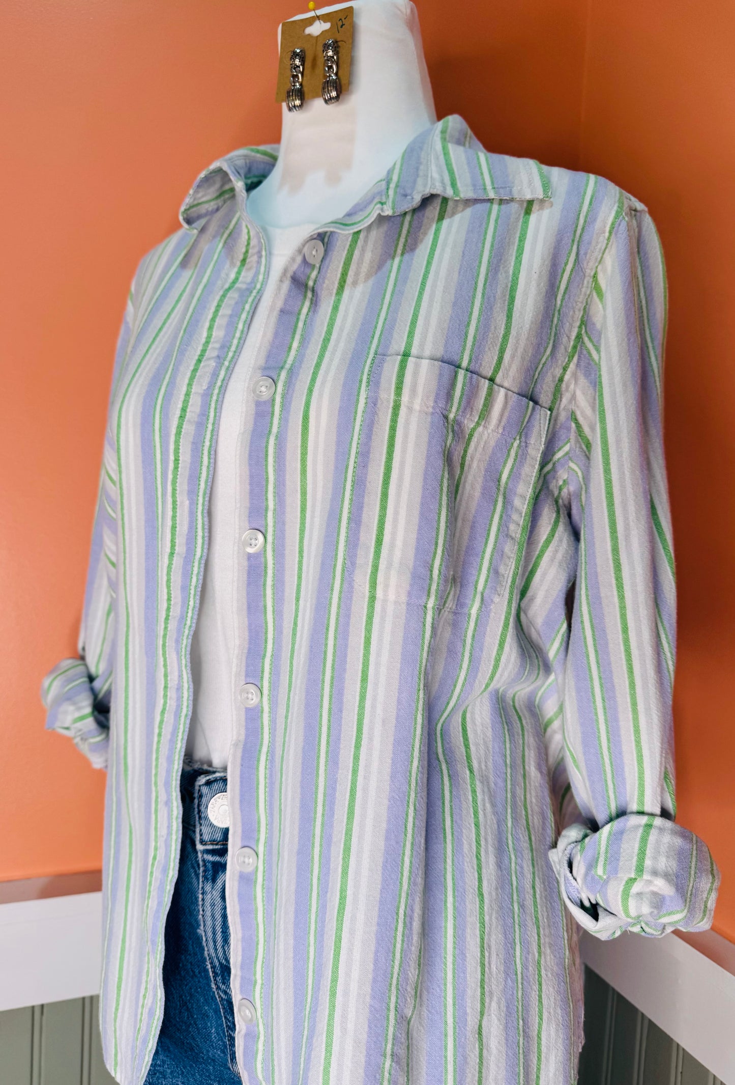 Fresh Start Cotton Stripe Button-Up