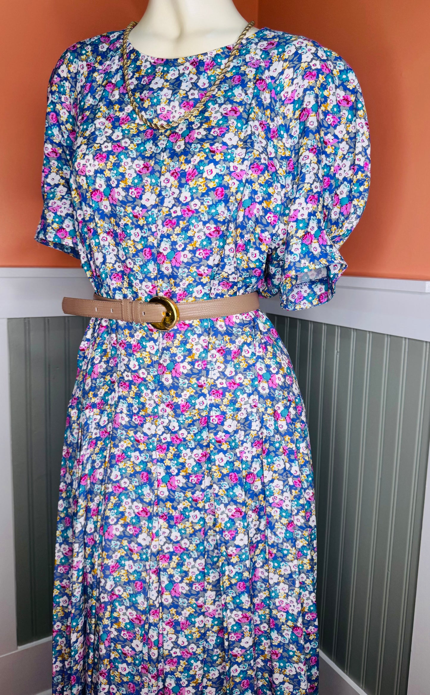 Meadow Bloom Pleated Maxi Dress