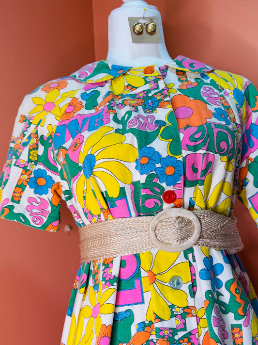 1960's Psychedelic Mini Dress "LOVE" *sold*