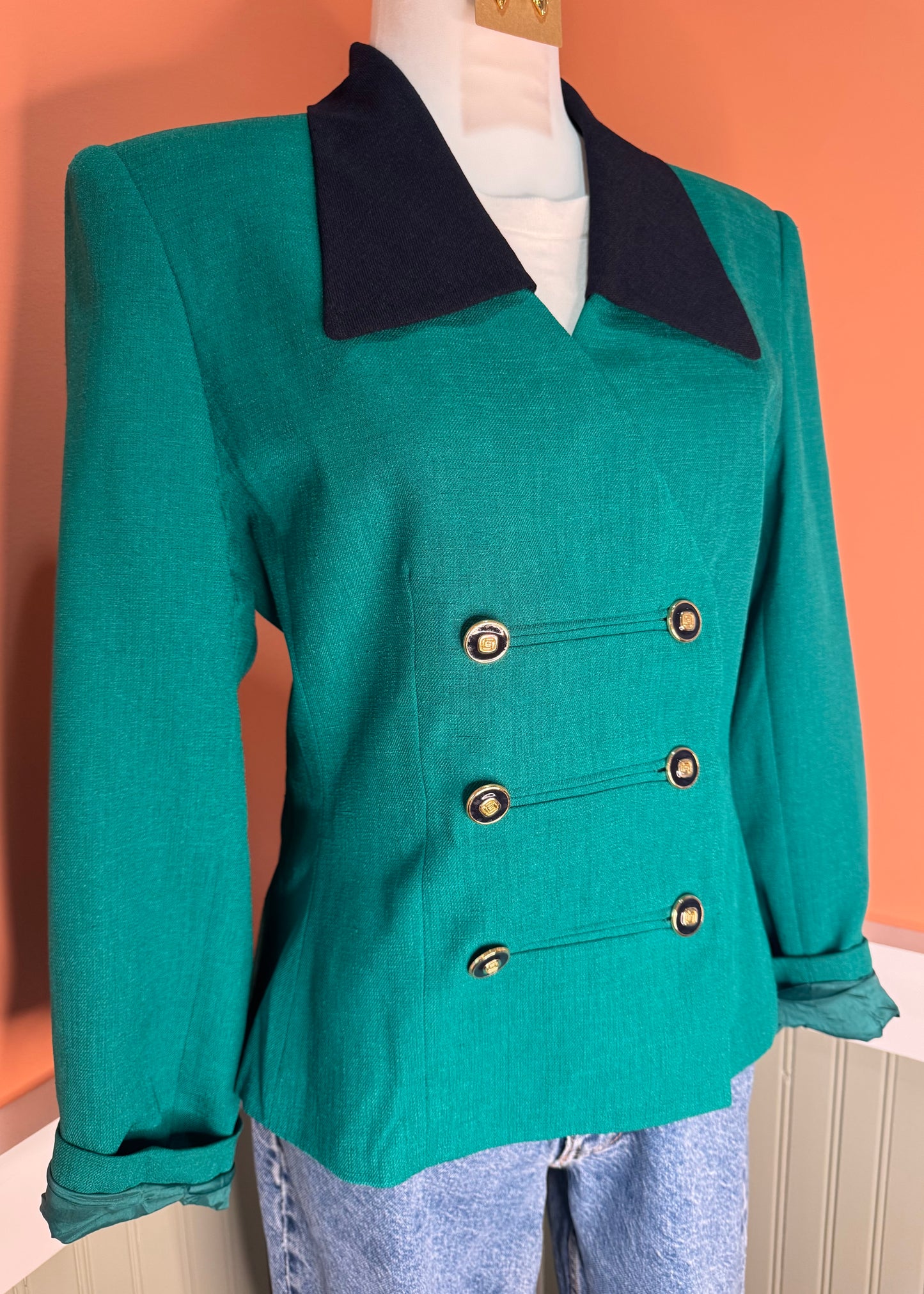 Emerald Tailored Double-Breasted Blazer