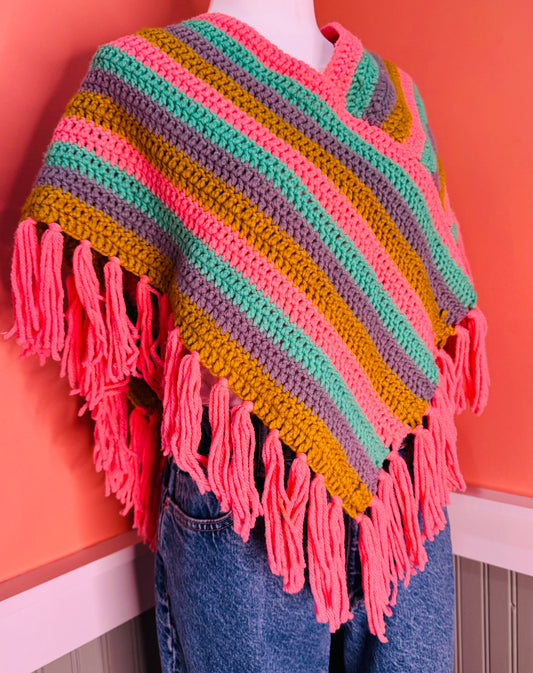 Electric Sunset Crochet Poncho