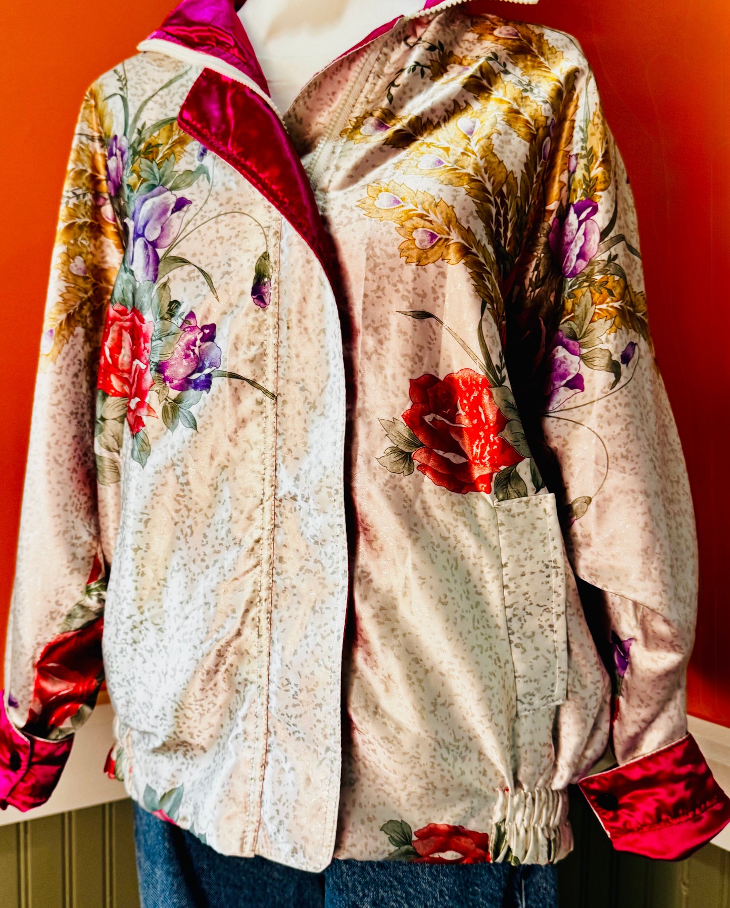 Reversible Floral Satin Statement Jacket