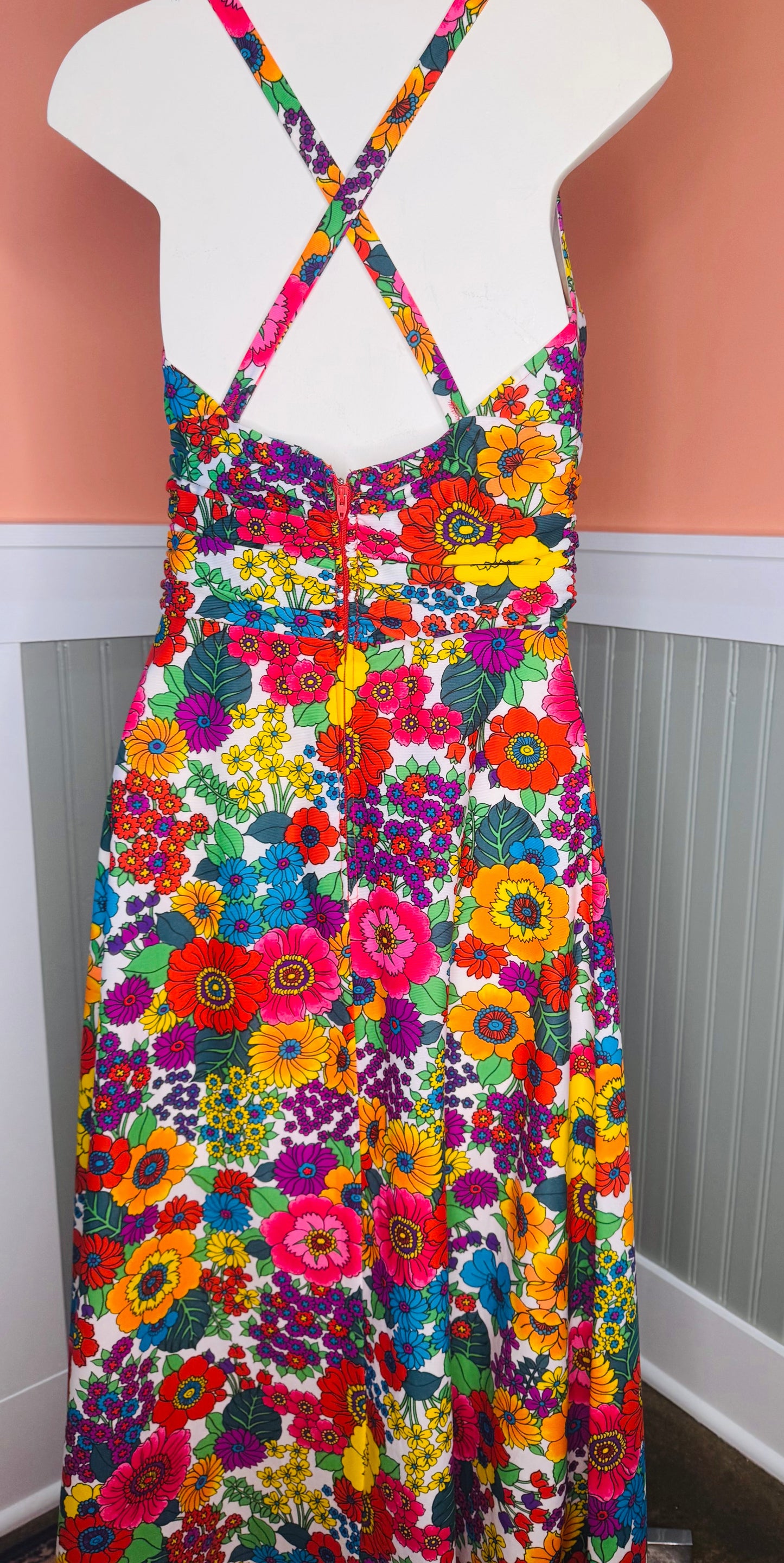 1960s Miami Bloom Halter Maxi Dress *sold*