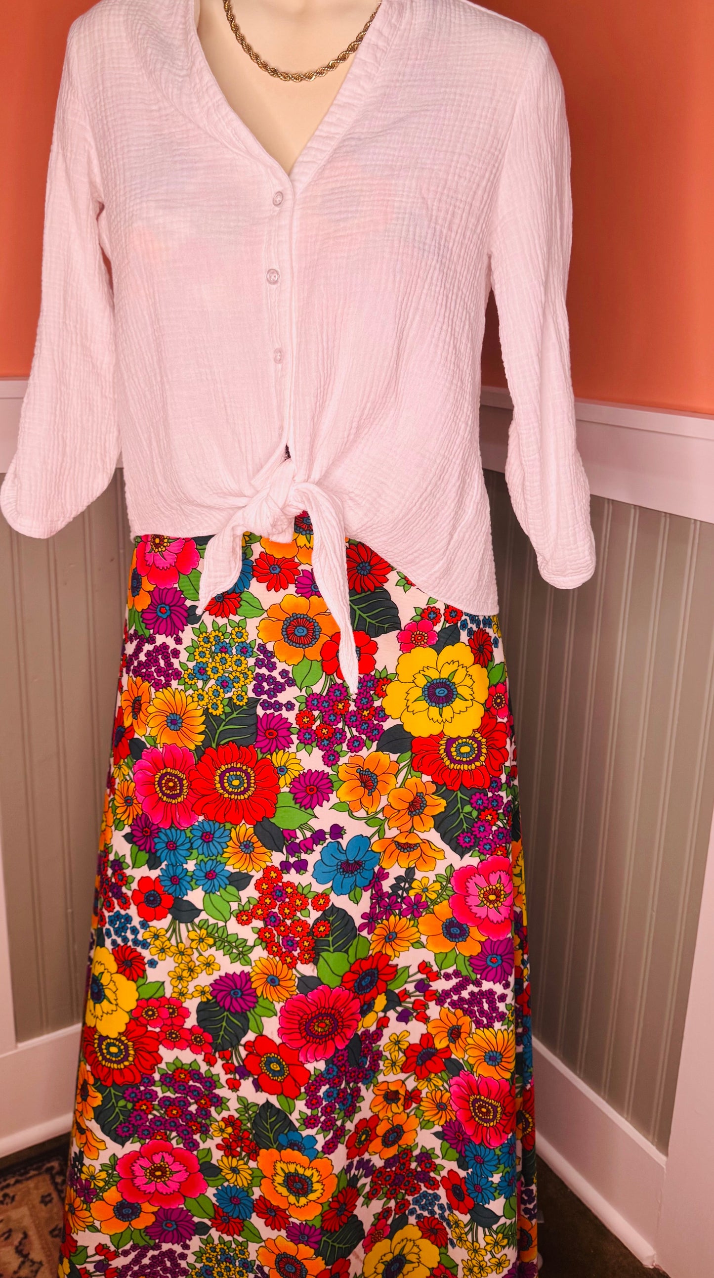 1960s Miami Bloom Halter Maxi Dress *sold*