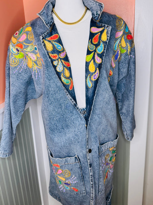 Wear Your Power-Hand-Painted Embellished Denim Jacket – One of One