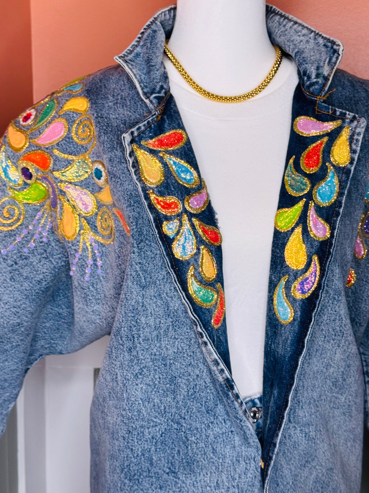 Wear Your Power-Hand-Painted Embellished Denim Jacket – One of One