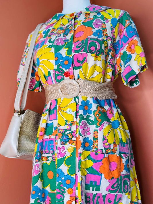1960's Psychedelic Mini Dress "LOVE"